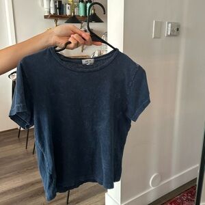 Re/Done Distressed Blue Short Sleeve Shirt